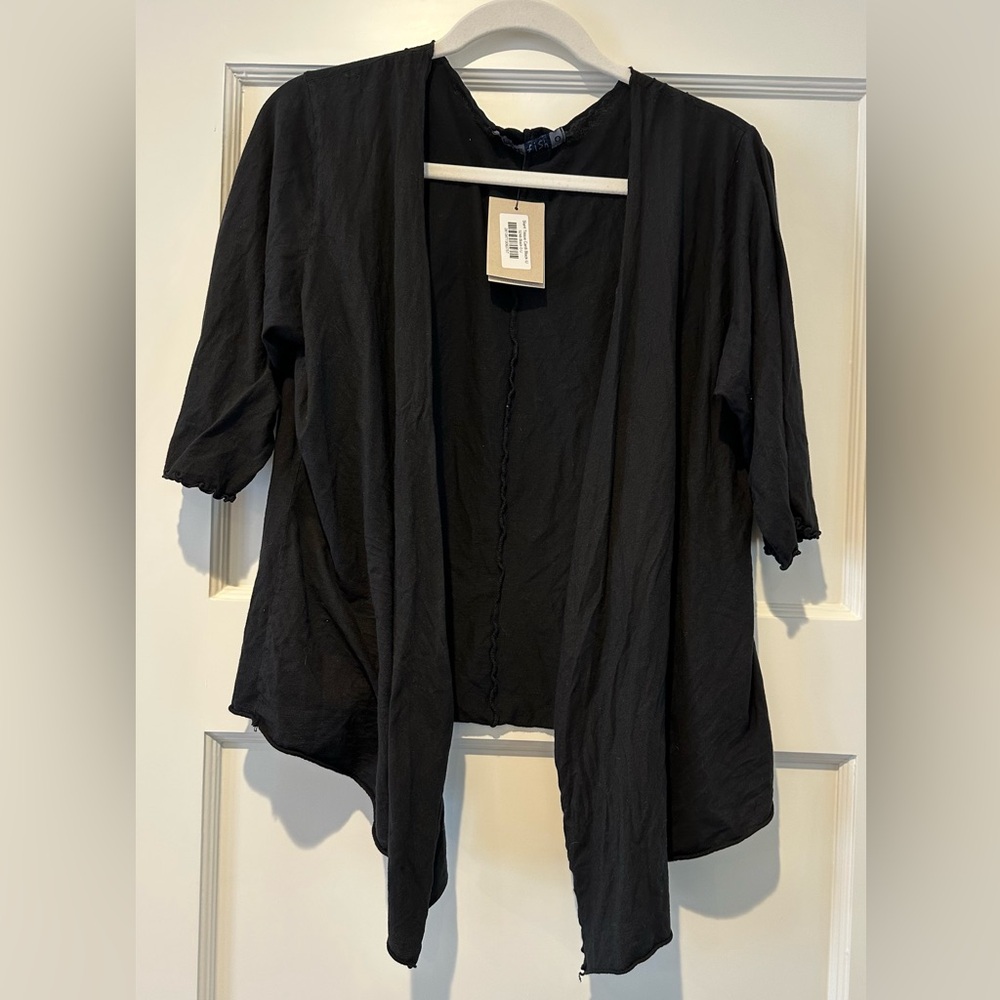 Blue Fish Slant Tissue Cardi in Black - NWT!
